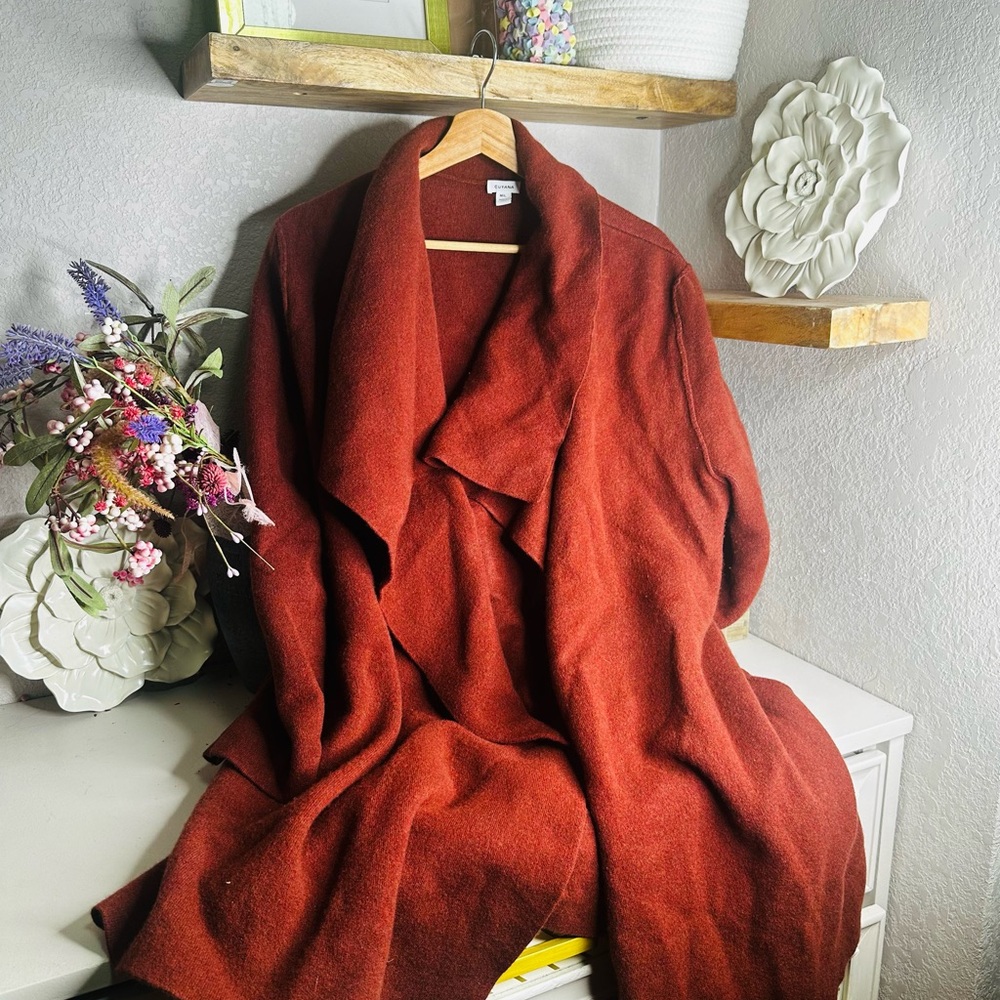 Cuyana Wool Cashmere Wrap Sweater Coat • M / L • Rust - Picture 2 of 5